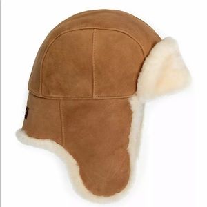 New UGG Women Sheepskin Trapper Hat Leather small